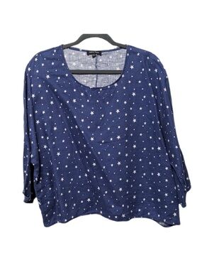 ATHENA MARIE Linen Star Print Boxy Top M